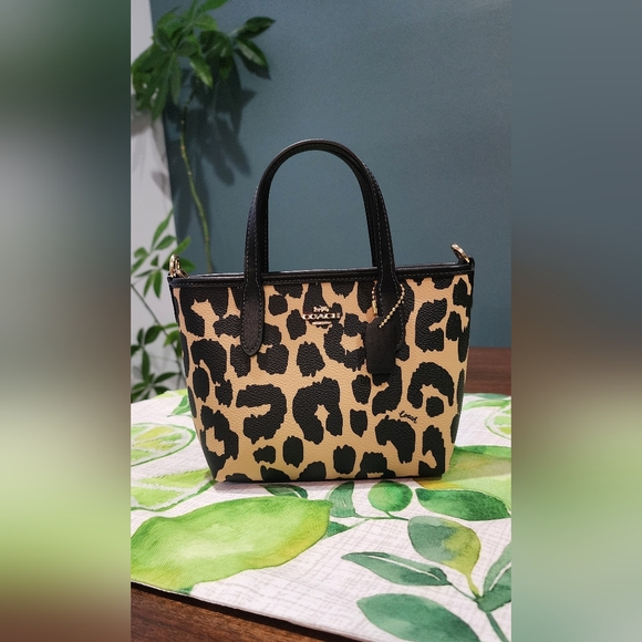 Coach City Mini Tote Bag With Leopard Print - Picture 6 of 9